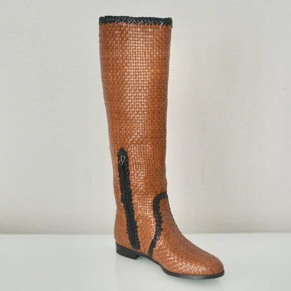 NIB PRADA WOVEN LEATHER RIDING BOOTS - Picture 5 of 8